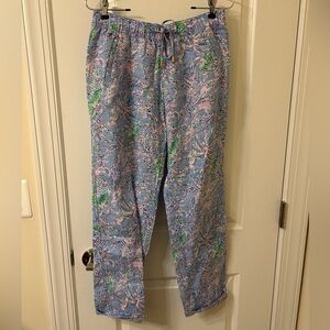 Lilly Pulitzer Blue Floral Cropped Pants